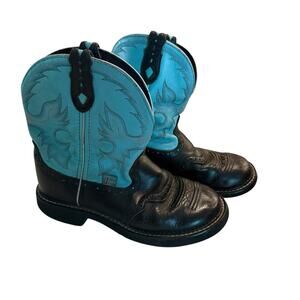 Justin Gypsy Women’s Leather Western Boots Black & Turquoise Size 7B Style L9905